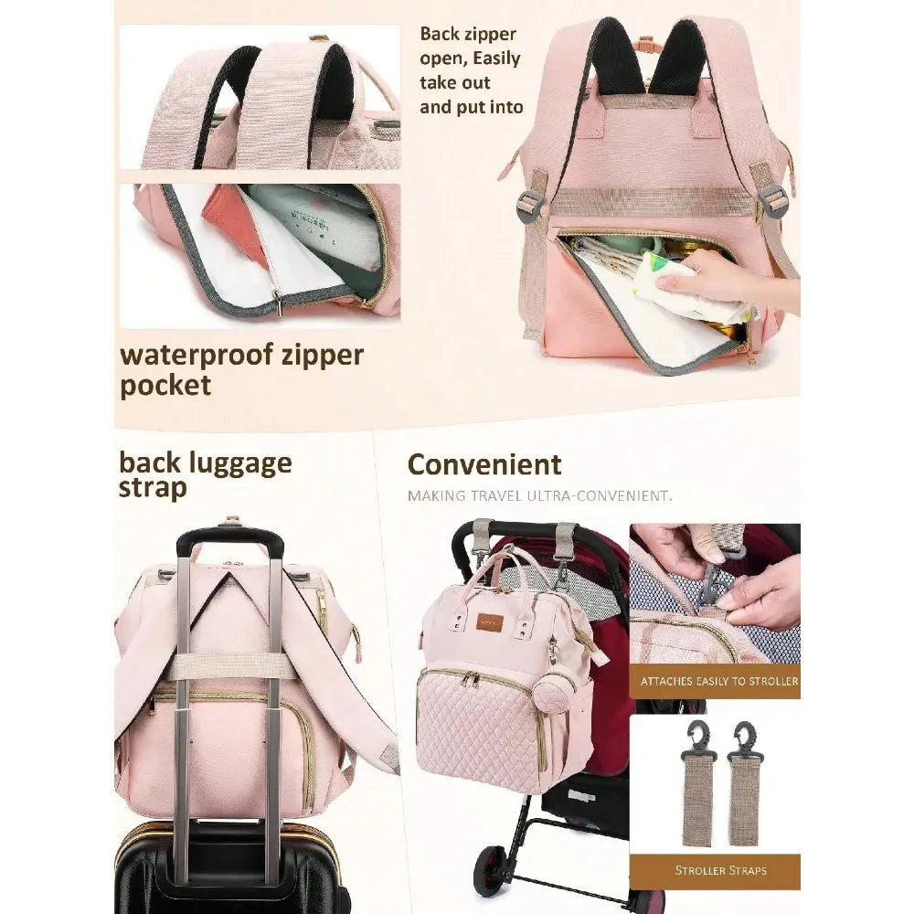 Diaper Bag Backpack With Changing Pad Pacifier Case