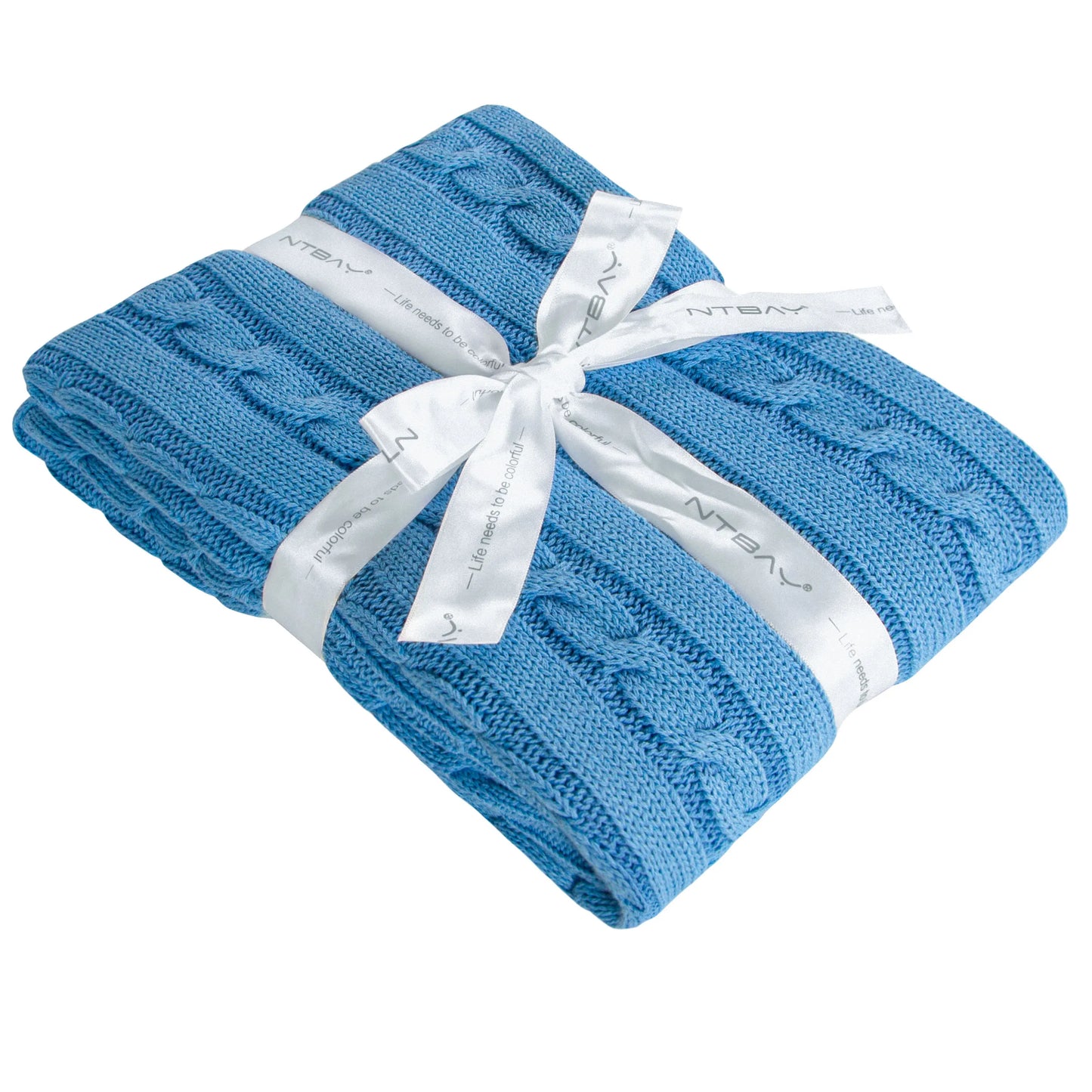 Ntbay 100 Percent Cotton Cable Knit Toddler Blanket Crib