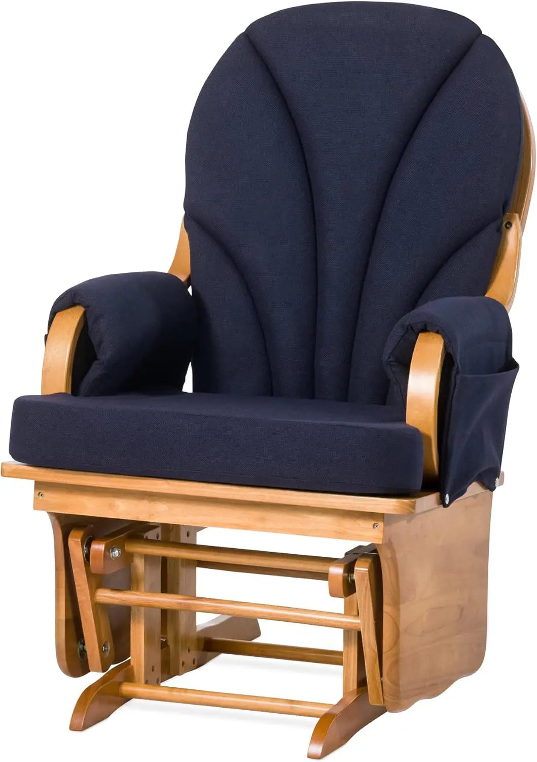 Lullaby Wood Base Glider Rocker Baby Feeding Rocking Chair for Nursery and Daycare Use with Padded Foam Rests