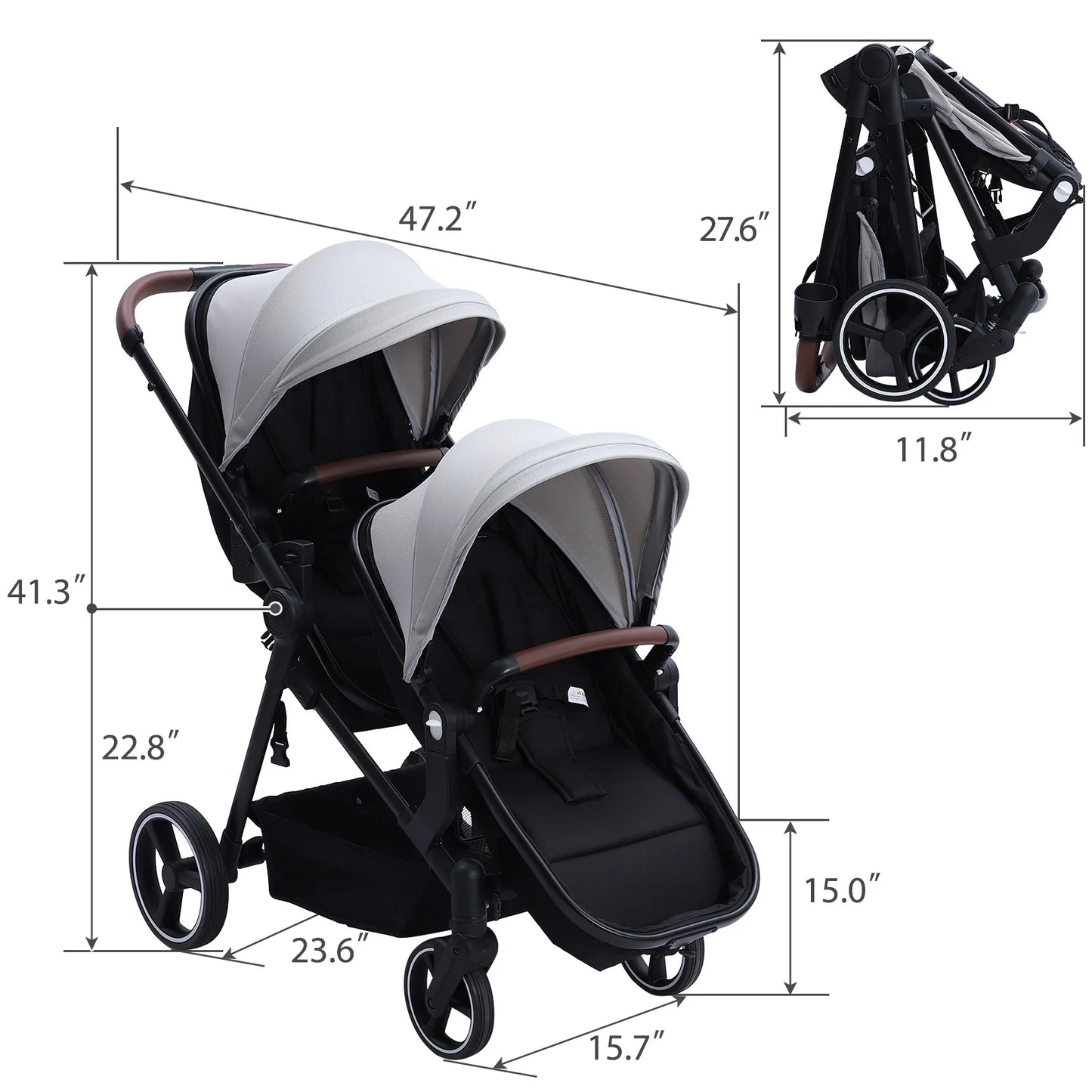Double Stroller Tandem Infant Toddler Multi Position