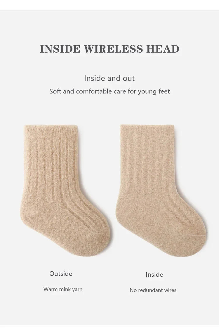 Warm Baby Socks 3 Pairs Thick Winter Cotton Unisex Mid Tube