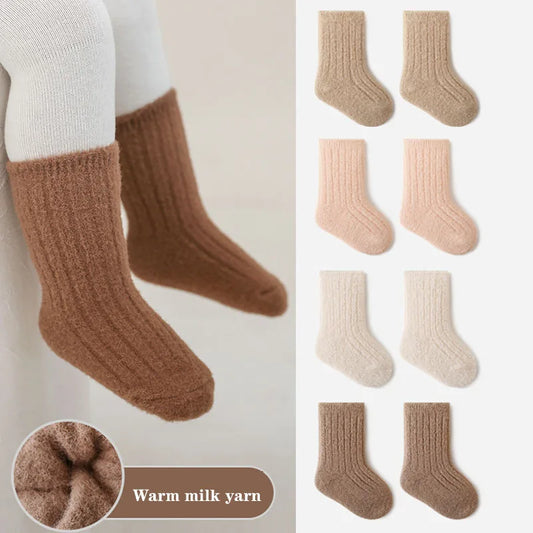 Warm Baby Socks 3 Pairs Thick Winter Cotton Unisex Mid Tube