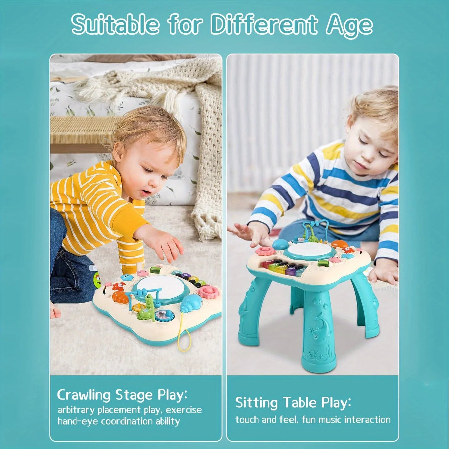 Child Activity Table Musical Instrument Games Educational Music Activity Toy Multi Functional Learning Table for Kids