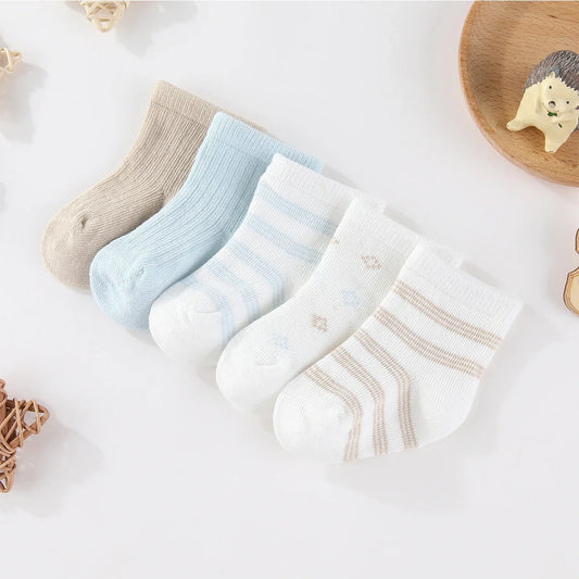 5 Pairs Newborn Baby Socks Cotton Soft Breathable 0 To 12M