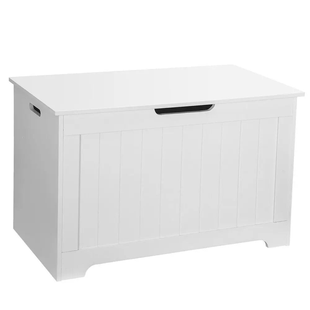 30 Inch Wooden Kid Toy Box Lift Top Storage Chest Organizer with Safety Hinged Lid in Brown