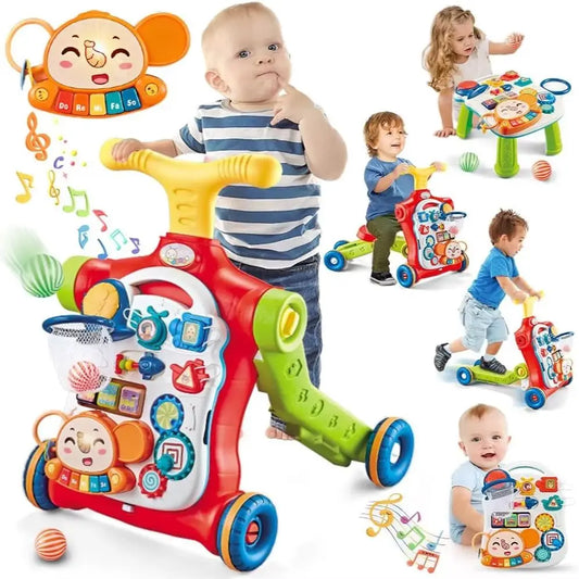 VATOS Baby Walker 5 in 1 Sit to Stand Learning Scooter Balance Bike Push Walker Table Toys with Music for Toddlers and Infants