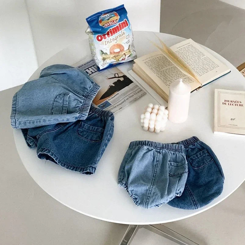Adorable Baby Denim Shorts Pockets Pants 0 To 24 Months