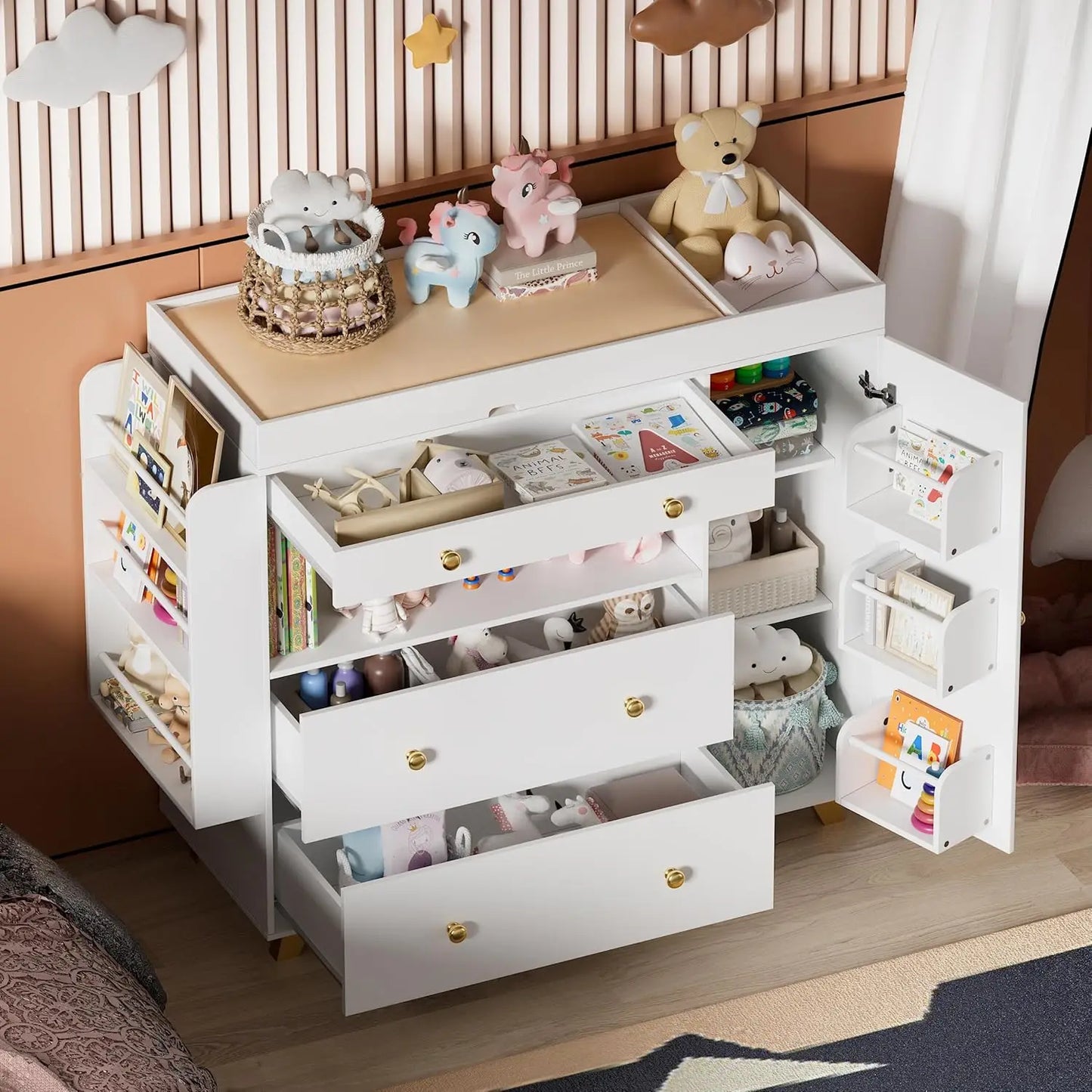 Nursery Dresser With Baby Changing Table 3 Drawers White
