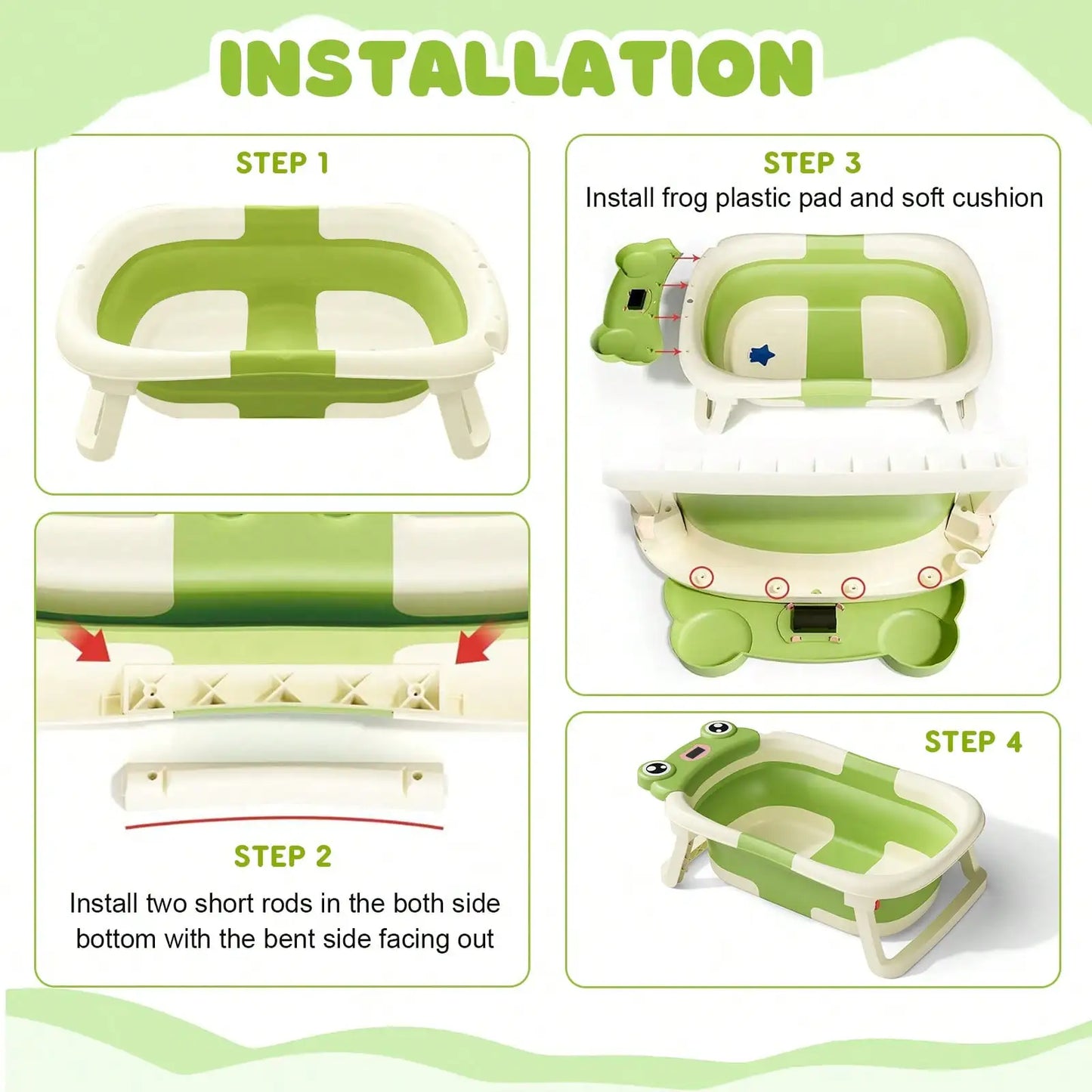 Foldable Baby Bathtub Set Portable Tub With Thermometer