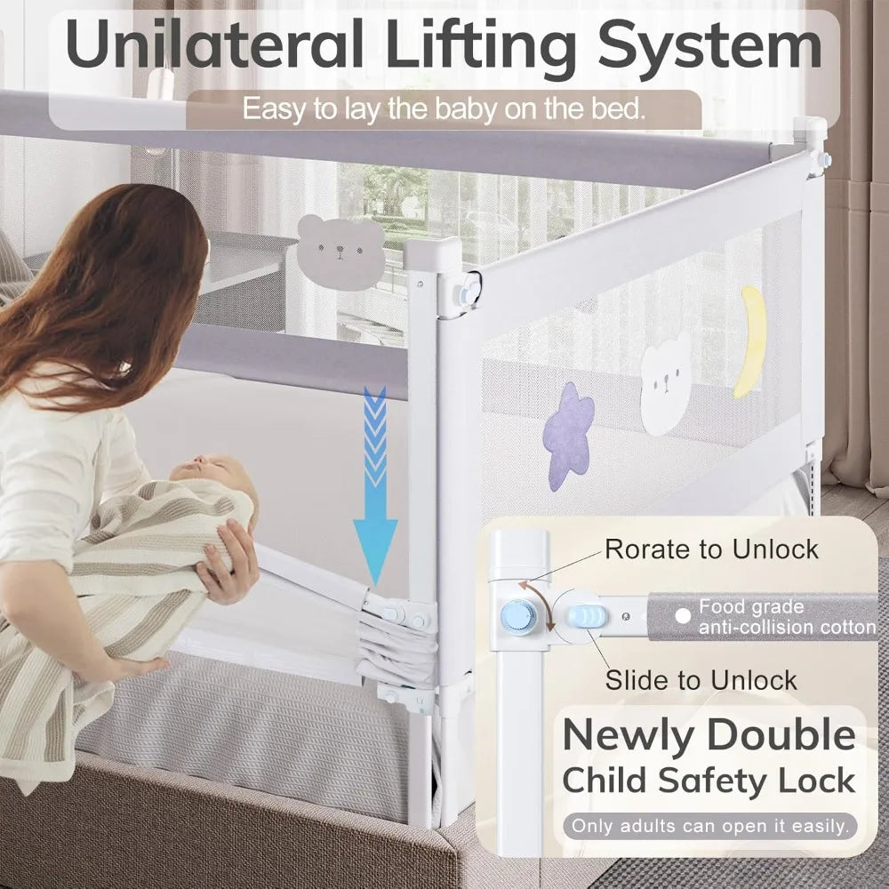 Toddler Bed Rails 3 Pack With Double Child Lock Pattern