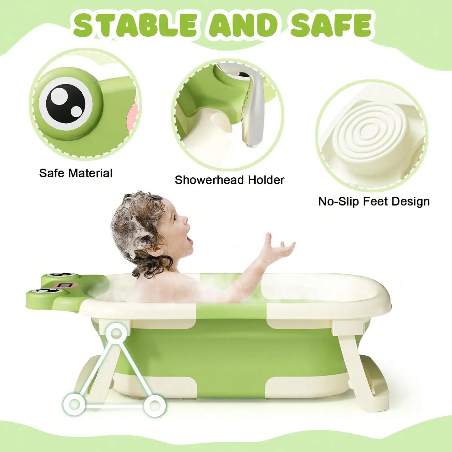 Foldable Baby Bathtub Set Portable Tub With Thermometer