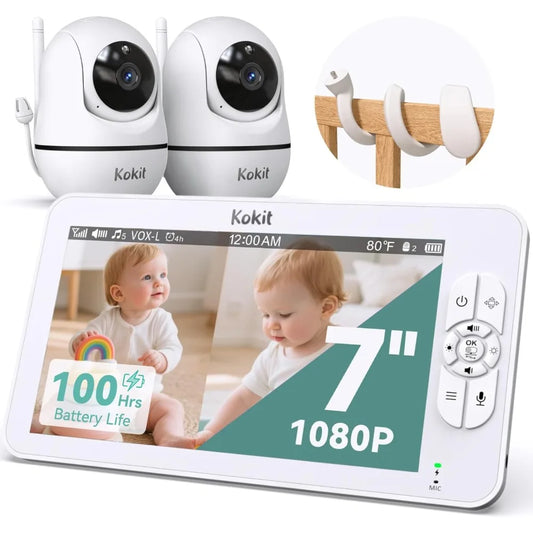 7 Inch 1080P Split Screen Baby Monitor No WiFi 100H Battery