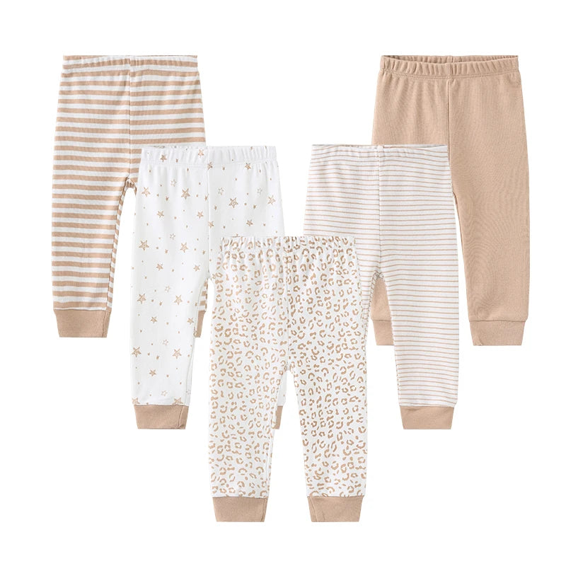 Kiddiezoom 5 Pcs Cotton Baby Leggings 0 To 12 Months Unisex