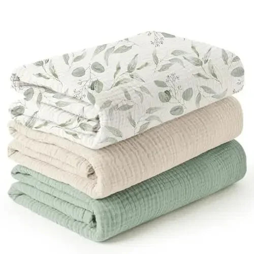Three Pack Cotton Muslin Swaddle Baby Wrap Blankets Set