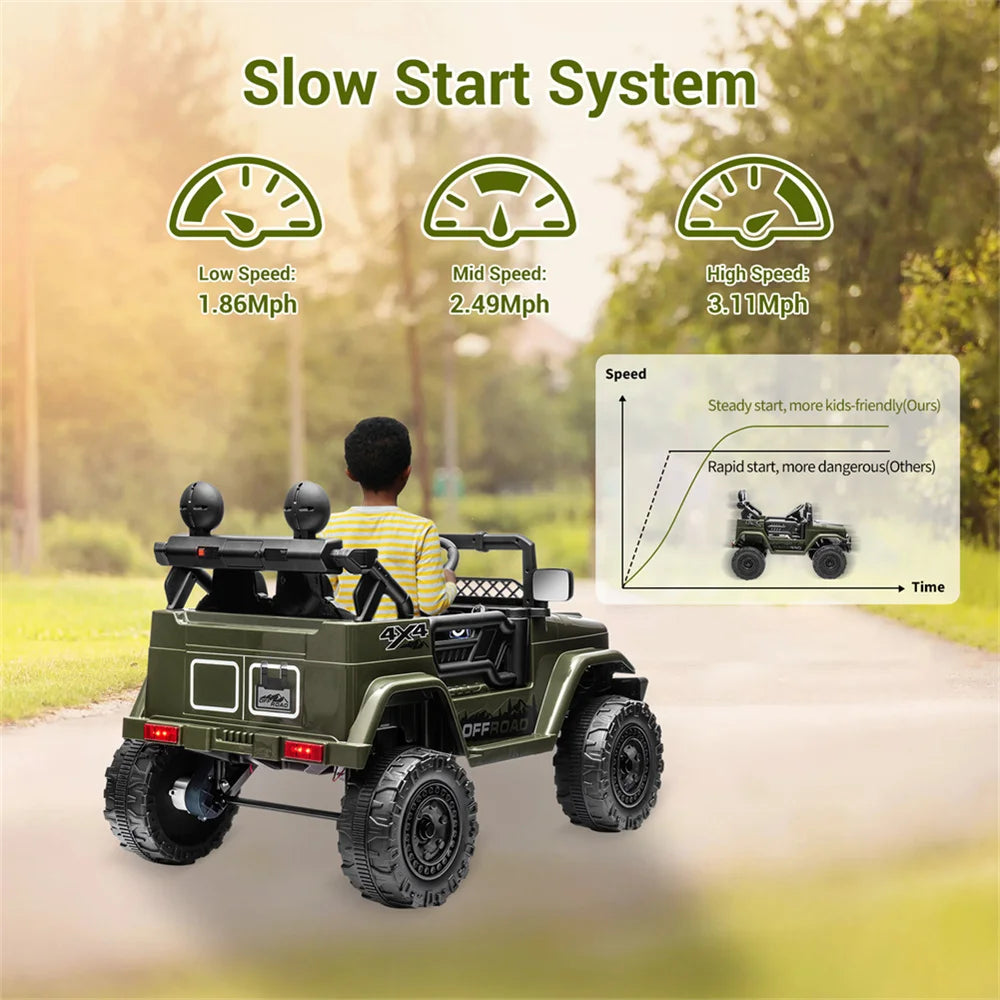 12V Kids Ride On Car for Ages 3 to 8 with 2 Seater Electric Vehicle Toy Truck and Remote Control Rechargeable Christmas Gift