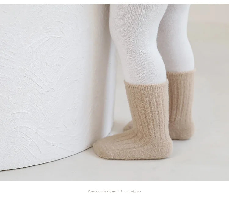 Warm Baby Socks 3 Pairs Thick Winter Cotton Unisex Mid Tube