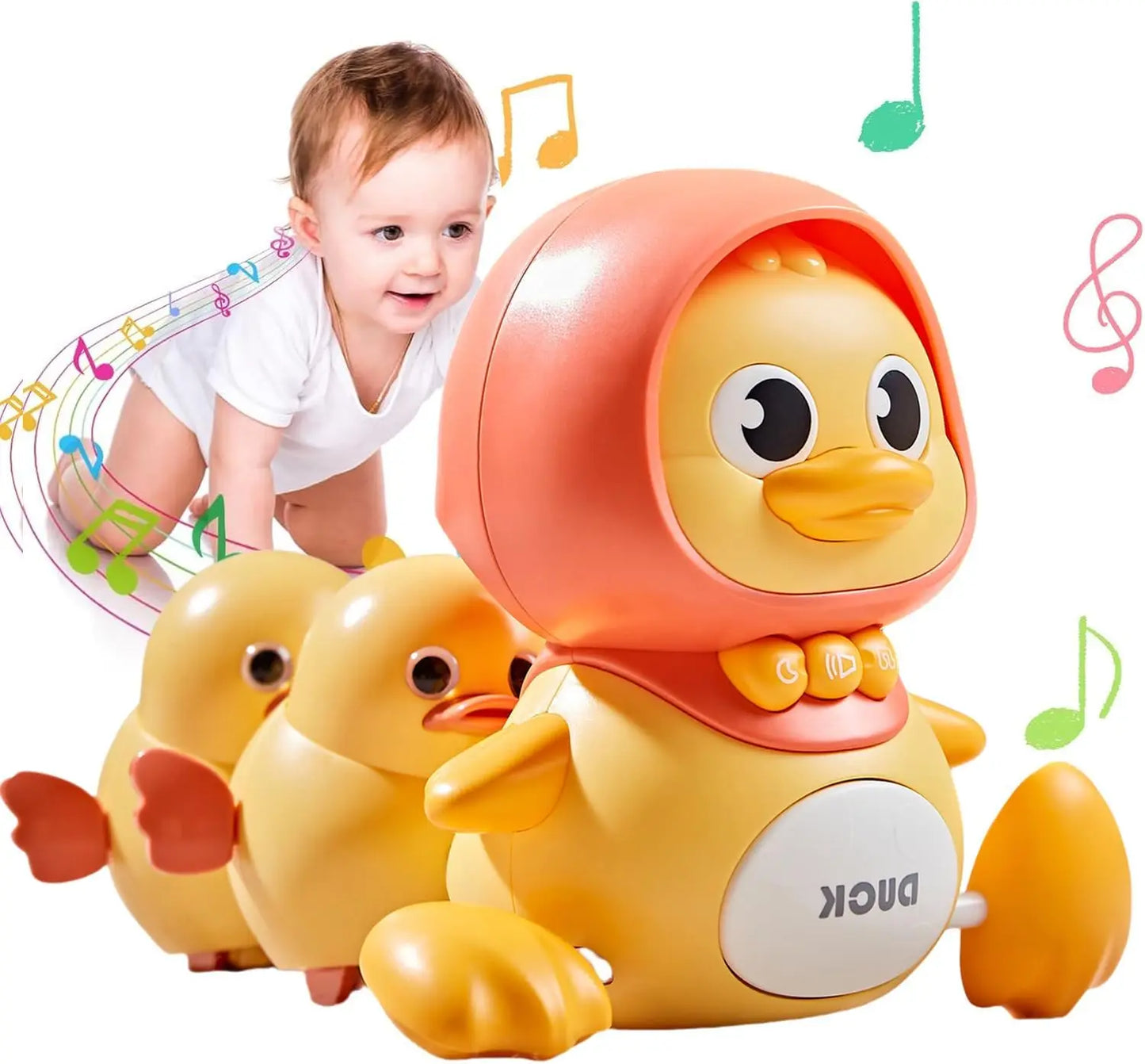 Baby Crawling Toys Musical Ducks Toddler Toys Early Education Kids Toys for Boys and Girls with Swing Walking Lights and Dancing Functions
