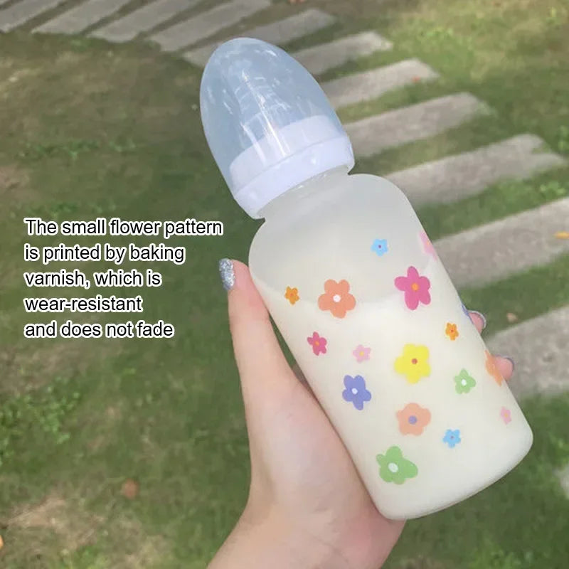 Cute Cartoon Milk Drinking Plastic Bottle with Straw for Children and Adults Eco-Friendly Water Cup