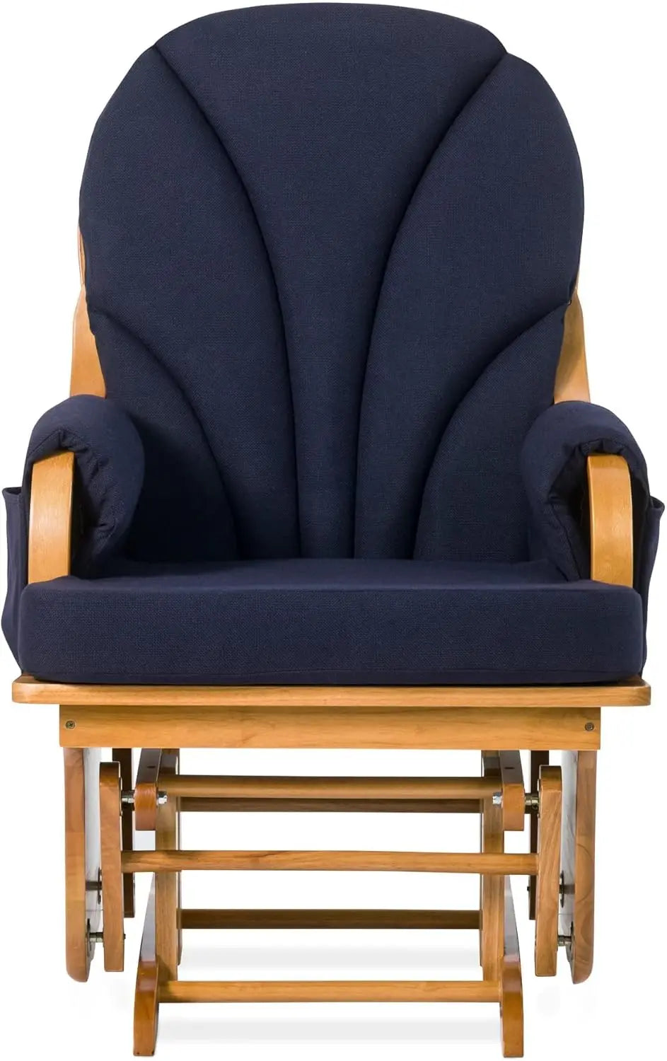 Lullaby Wood Base Glider Rocker Baby Feeding Rocking Chair for Nursery and Daycare Use with Padded Foam Rests