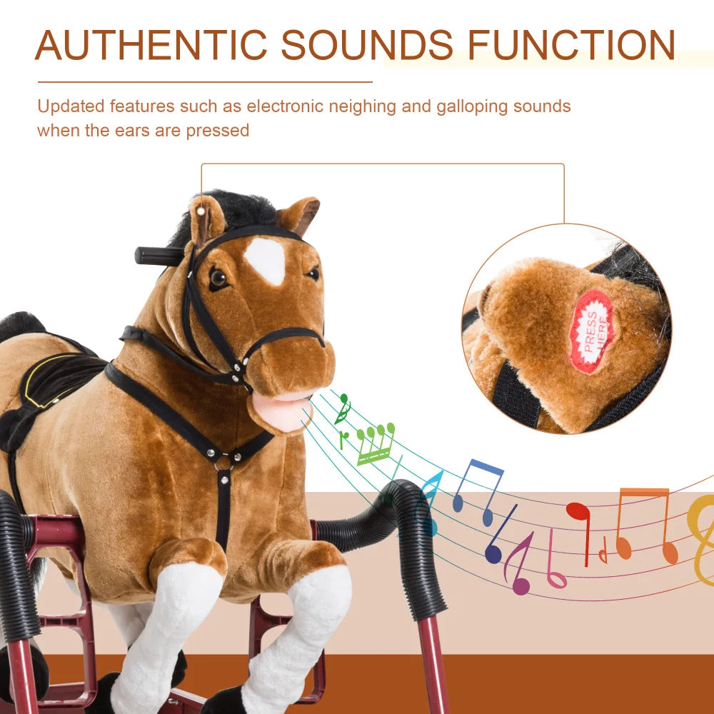 Durable Plush Toddlers Spring Rocking Horse Bouncing Rocker Toy with Realistic Sounds
