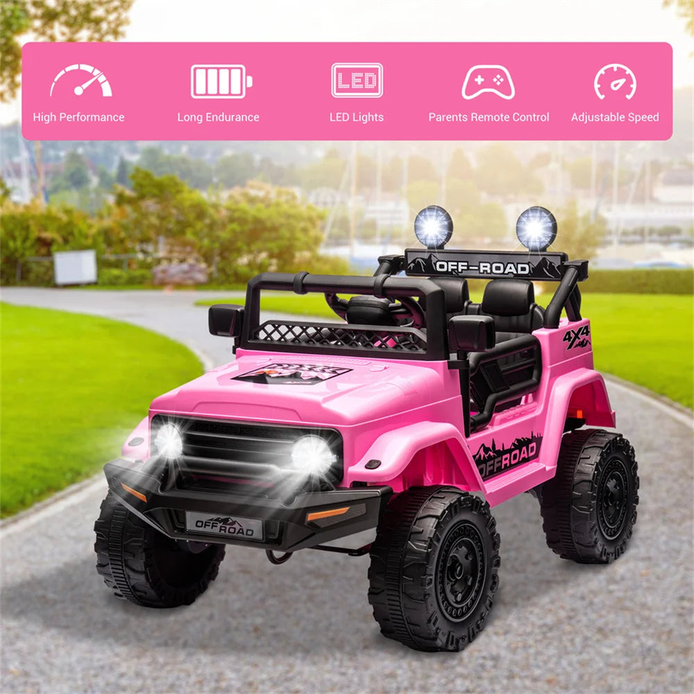 12V Kids Ride On Car for Ages 3 to 8 with 2 Seater Electric Vehicle Toy Truck and Remote Control Rechargeable Christmas Gift