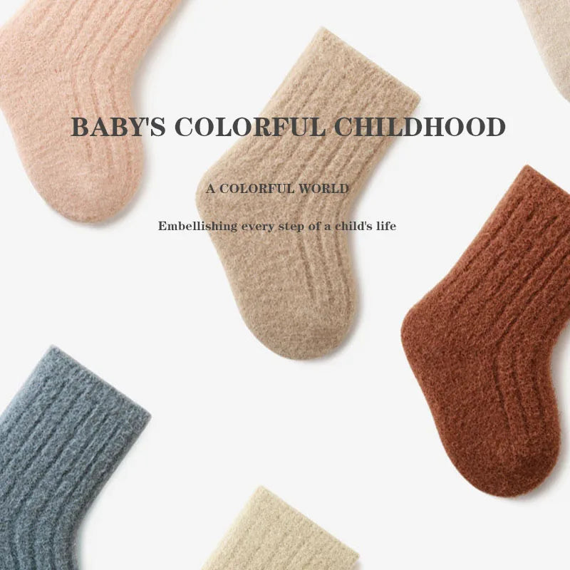 Warm Baby Socks 3 Pairs Thick Winter Cotton Unisex Mid Tube