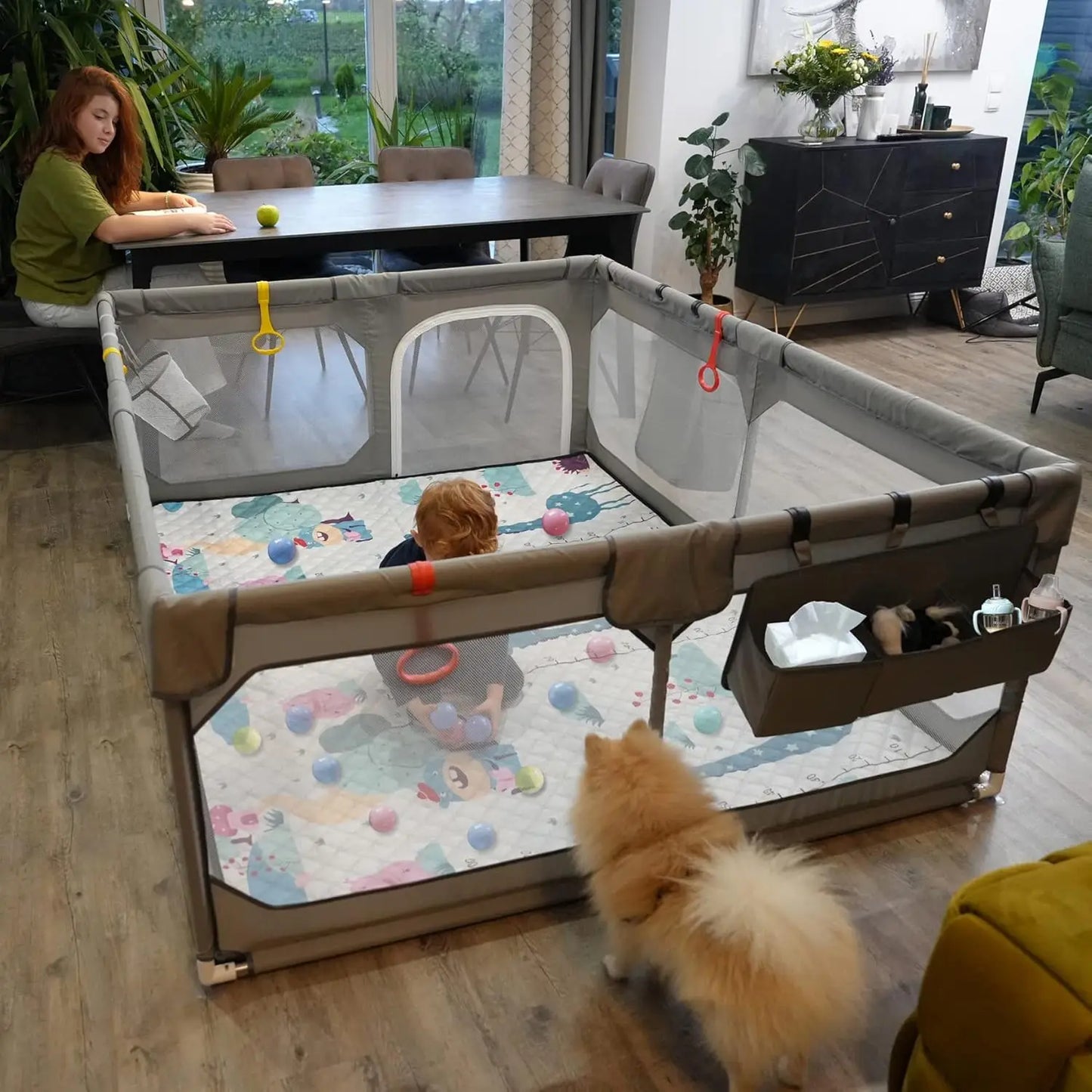 Extra Large Baby Playpen 75x59 Inch With Mat Storage Bag