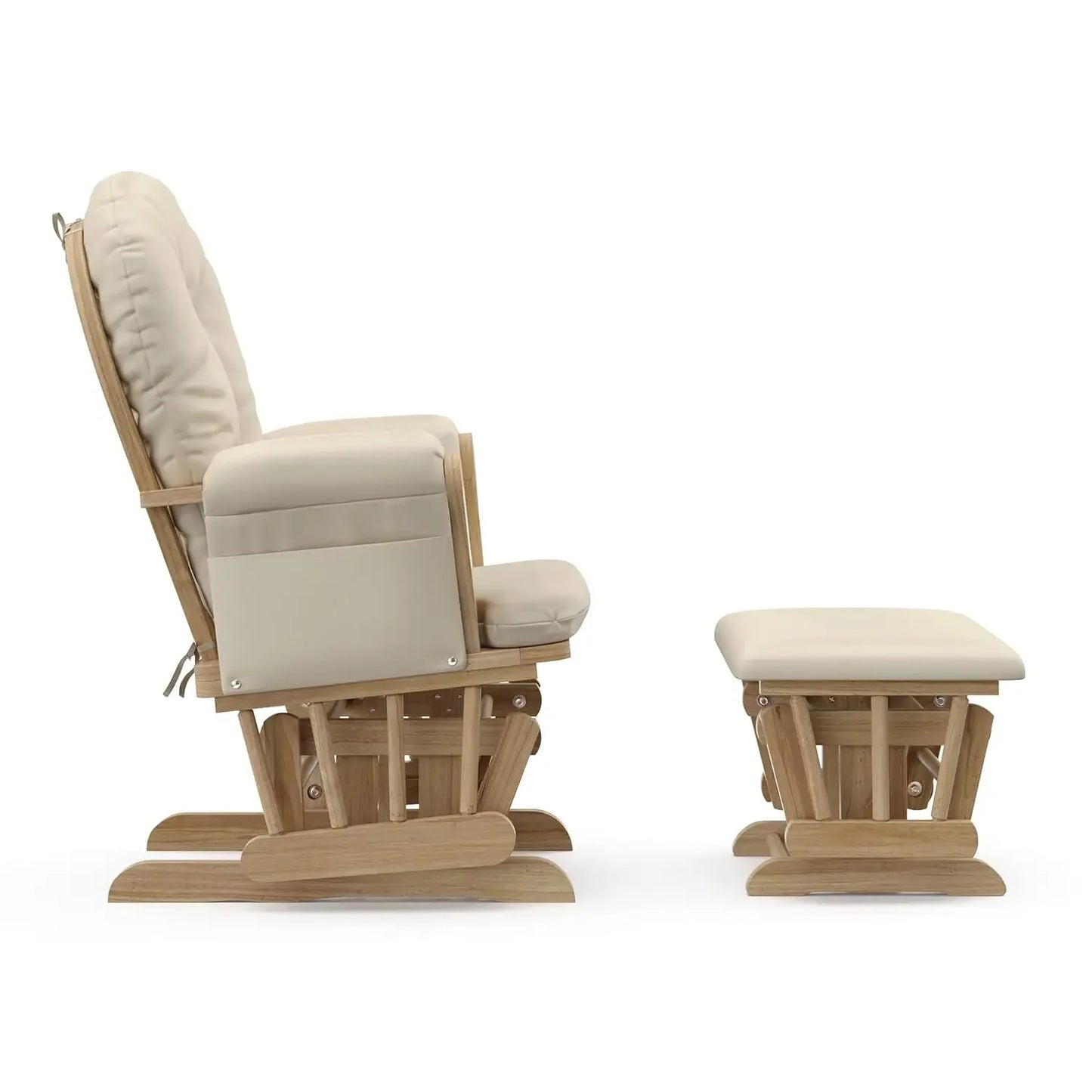 XMSJ Premium Hoop Glider and Ottoman Natural Beige Cushions