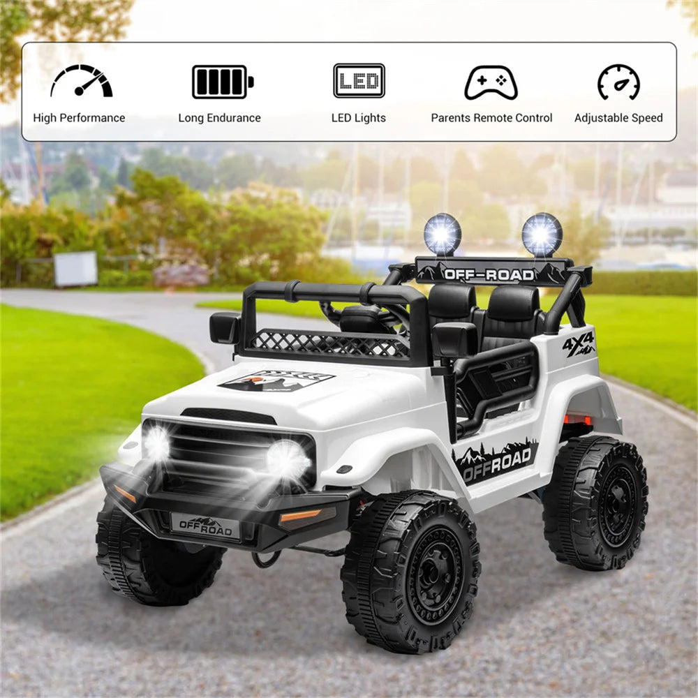12V Kids Ride On Car for Ages 3 to 8 with 2 Seater Electric Vehicle Toy Truck and Remote Control Rechargeable Christmas Gift