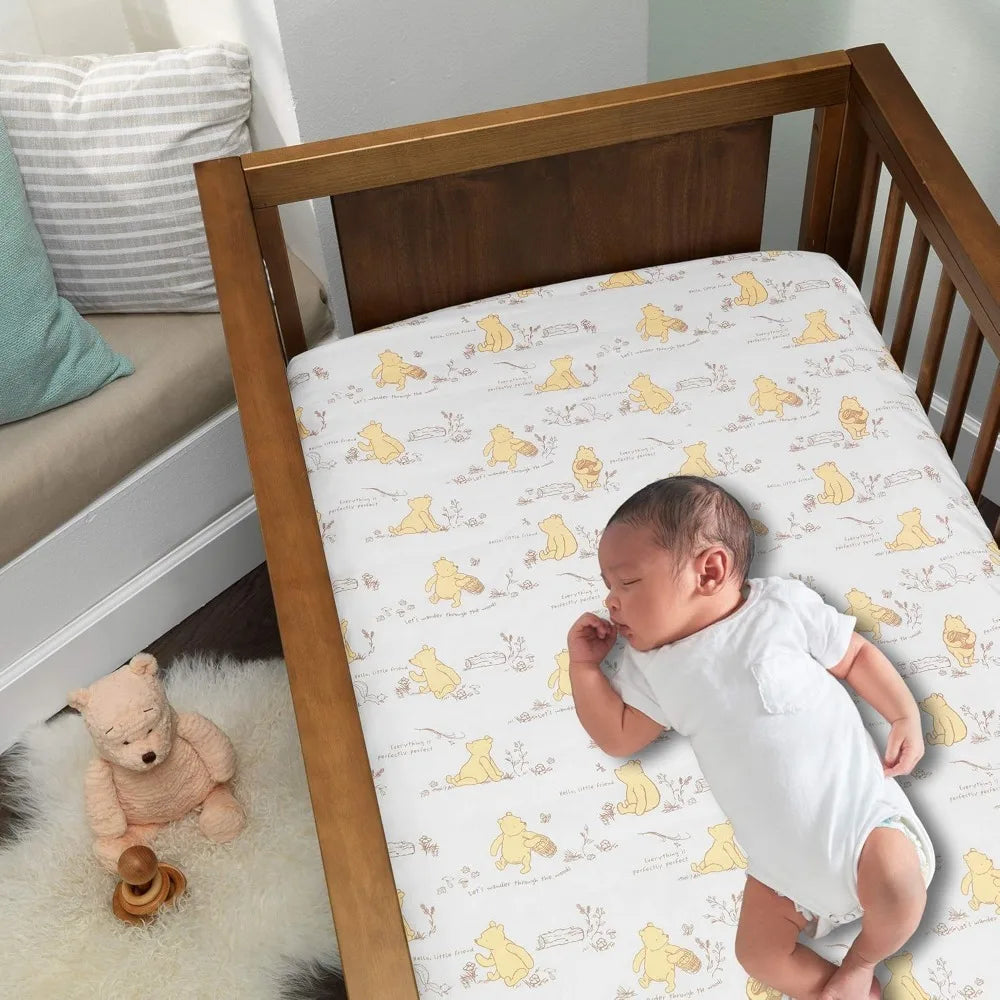 Pooh Free Shipping 3 Piece Nursery Crib Bedding 100 Cotton