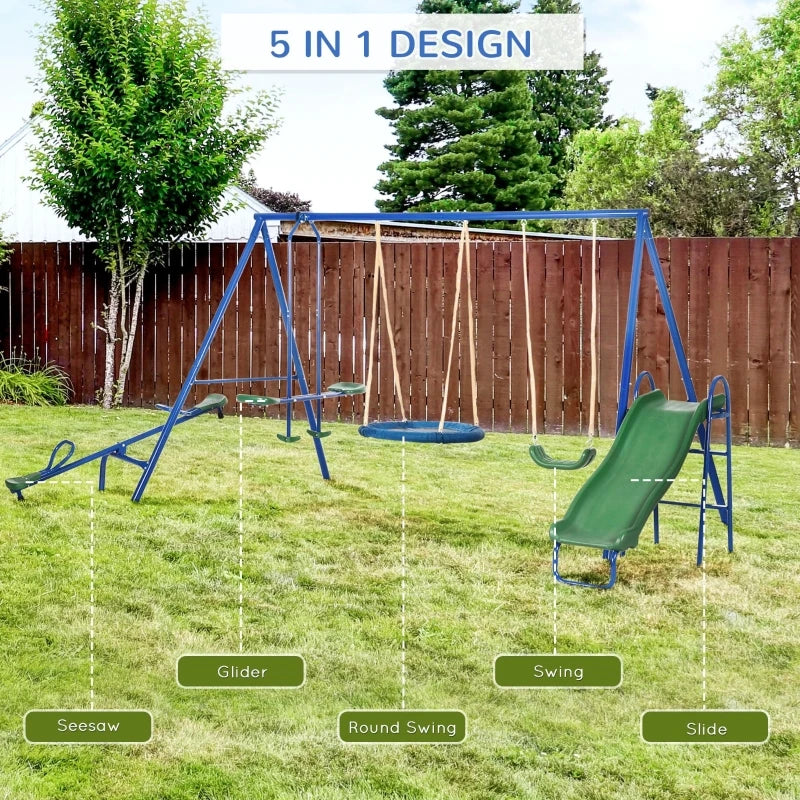Metal Swing Set for Kids Outdoor Heavy Duty Frame with Double Swings for Backyard Playground
