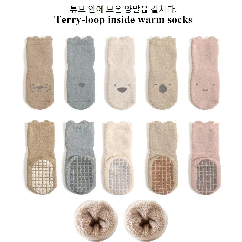 5 Pairs Infant Anti Slip Socks Newborn Unisex Cartoon Floor