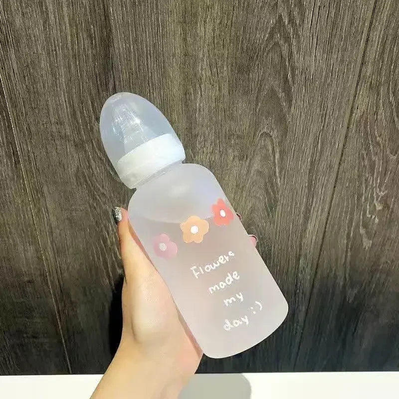 Cute Cartoon Milk Drinking Plastic Bottle with Straw for Children and Adults Eco-Friendly Water Cup