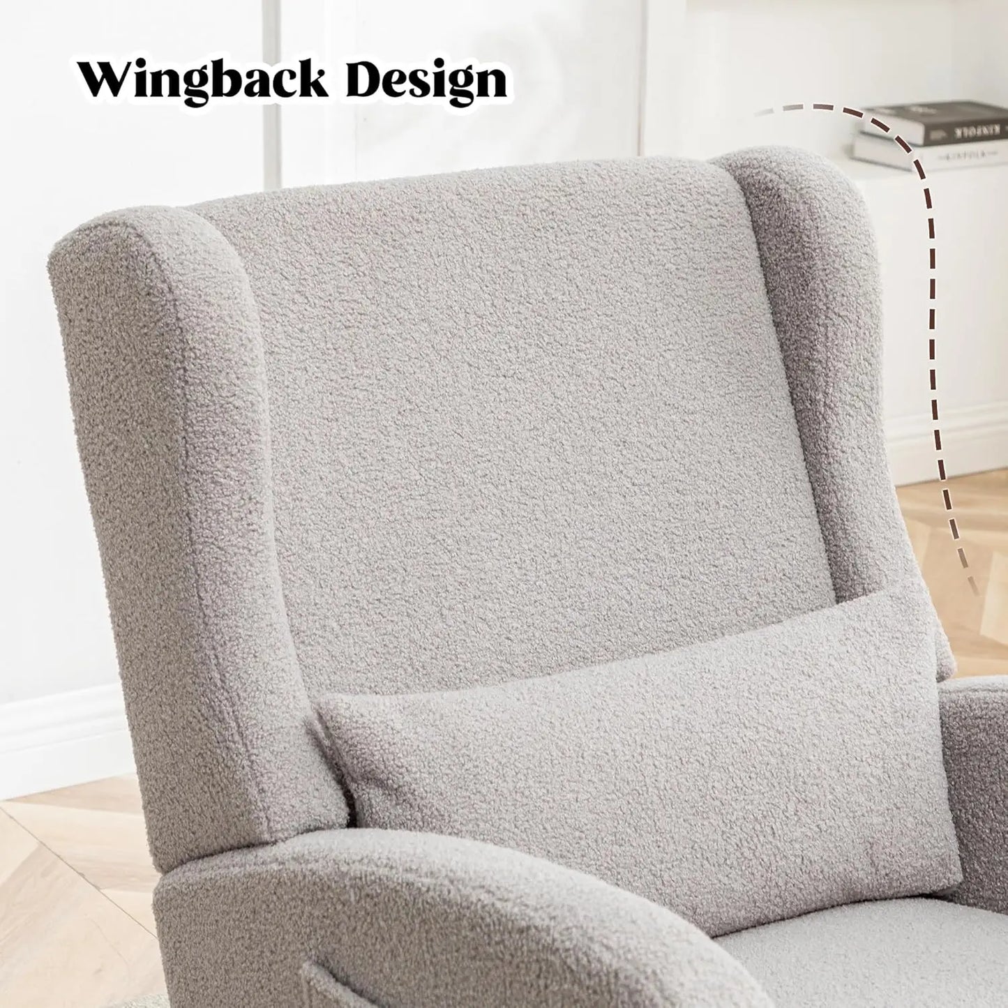 Rocking Chair Nursery with Footrest Wingback Nursery Rocking Chairs Teddy Nursing Glider Rocker Chair with Pillow