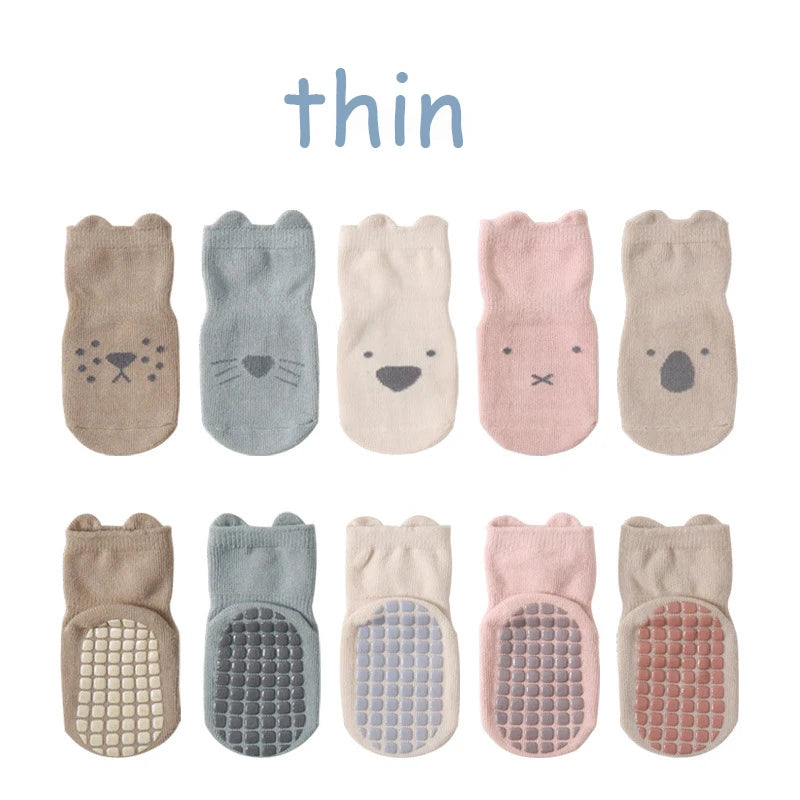 5 Pairs Infant Anti Slip Socks Newborn Unisex Cartoon Floor