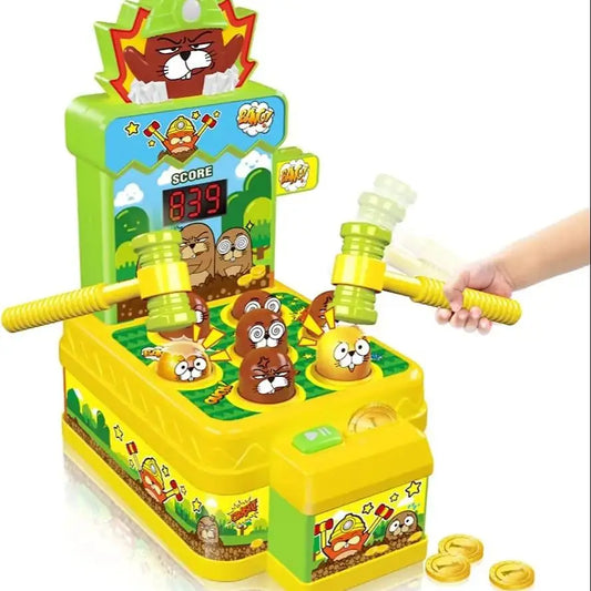 VATOS Mini Coin Operated Arcade Game Bank with Two Hammers Interactive Electronic Developmental Toy for Kids Ages Three to Six