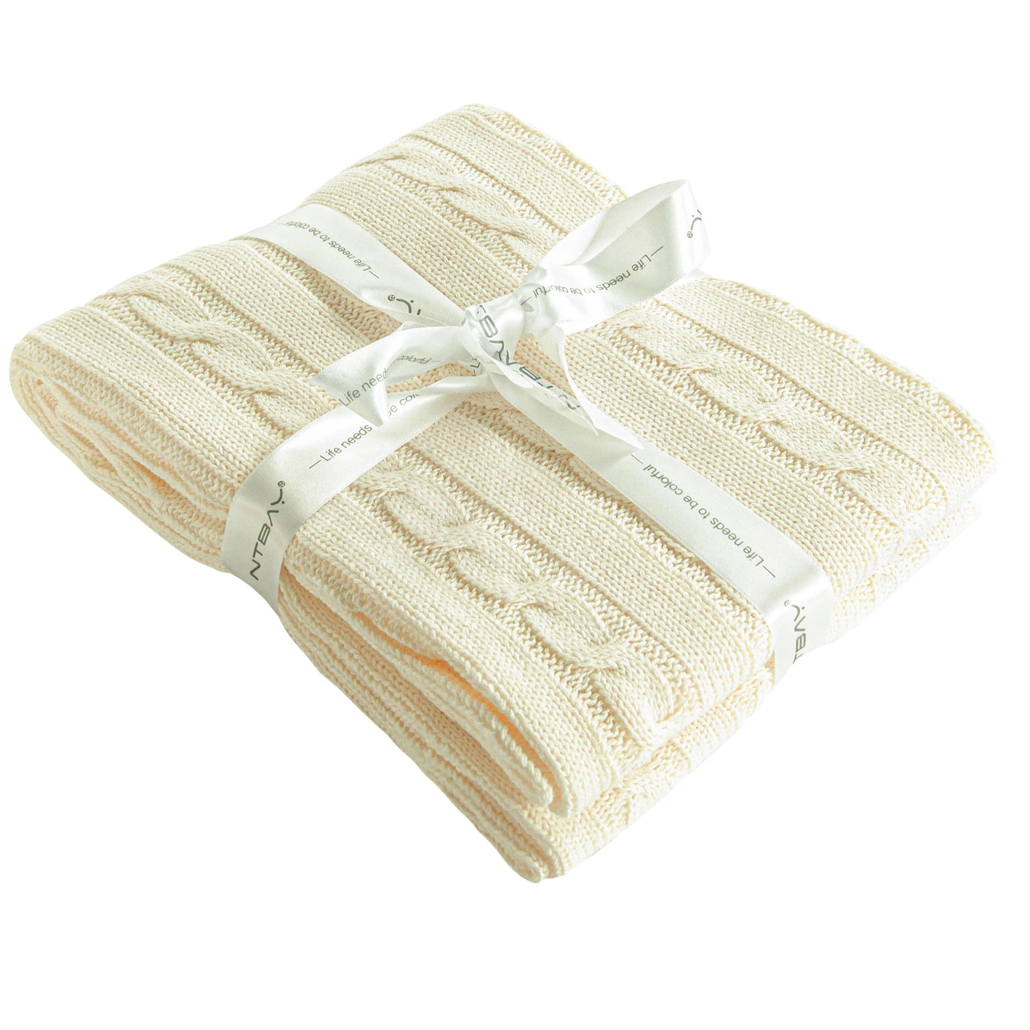 Ntbay 100 Percent Cotton Cable Knit Toddler Blanket Crib