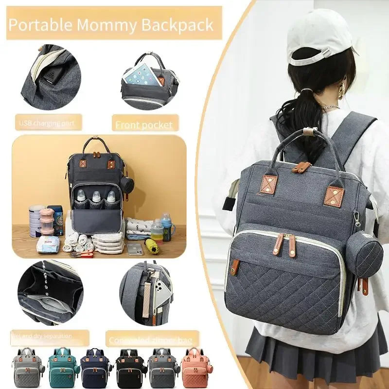 Waterproof Wear Resistant Mom Backpack Diaper Bag Capacity