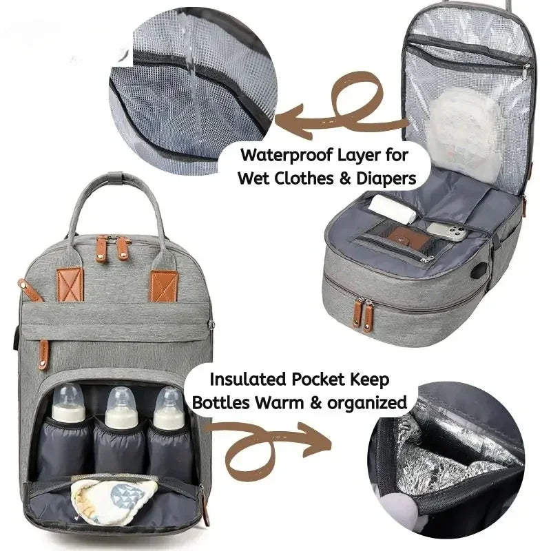 Diaper Backpack Mommy Waterproof Travel Tote Stroller Straps