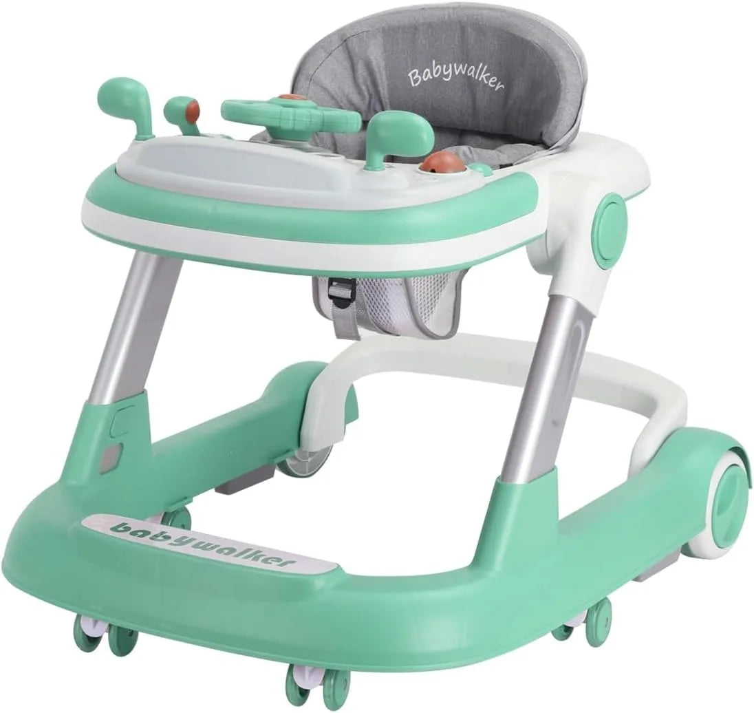 2 In 1 Baby Walker Toddler Push Walker With Removable Feeding Tray And Music Tray Foldable Walker