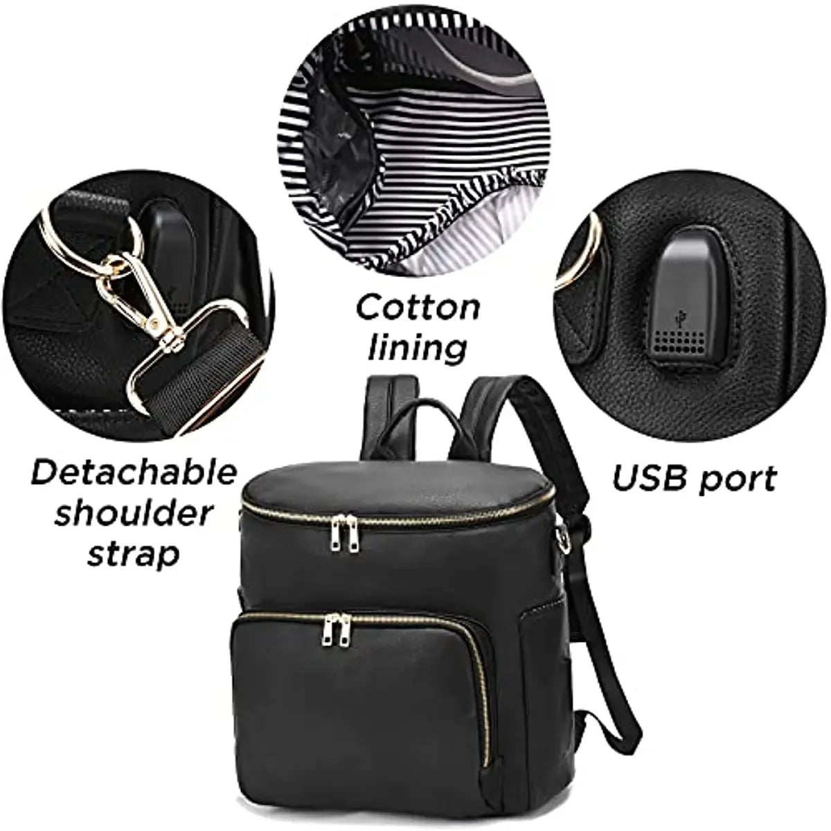 Large Capacity Leather Diaper Bag Backpack Moms And Dads