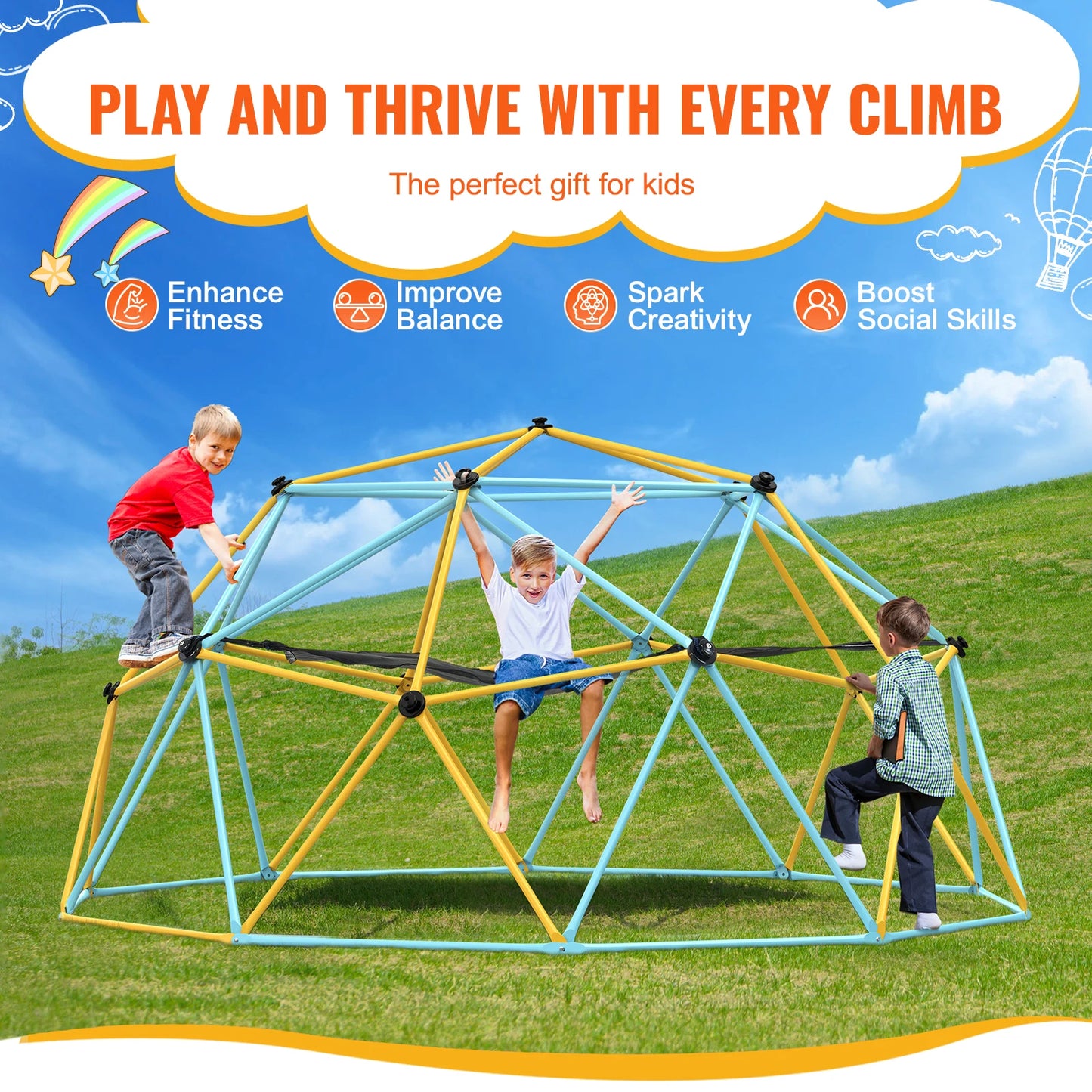 Geometric Climbing Dome For Kids 6 8 10 12 Feet Backyard