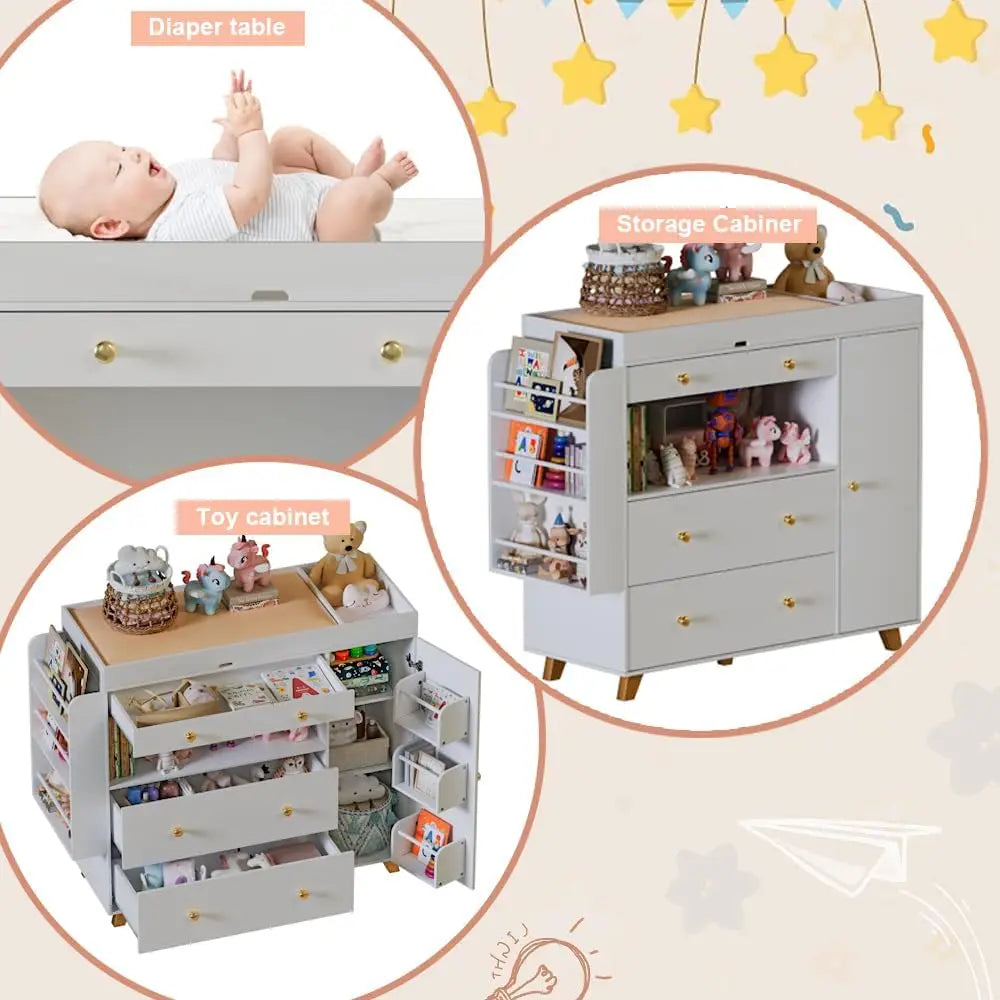Nursery Dresser With Baby Changing Table 3 Drawers White
