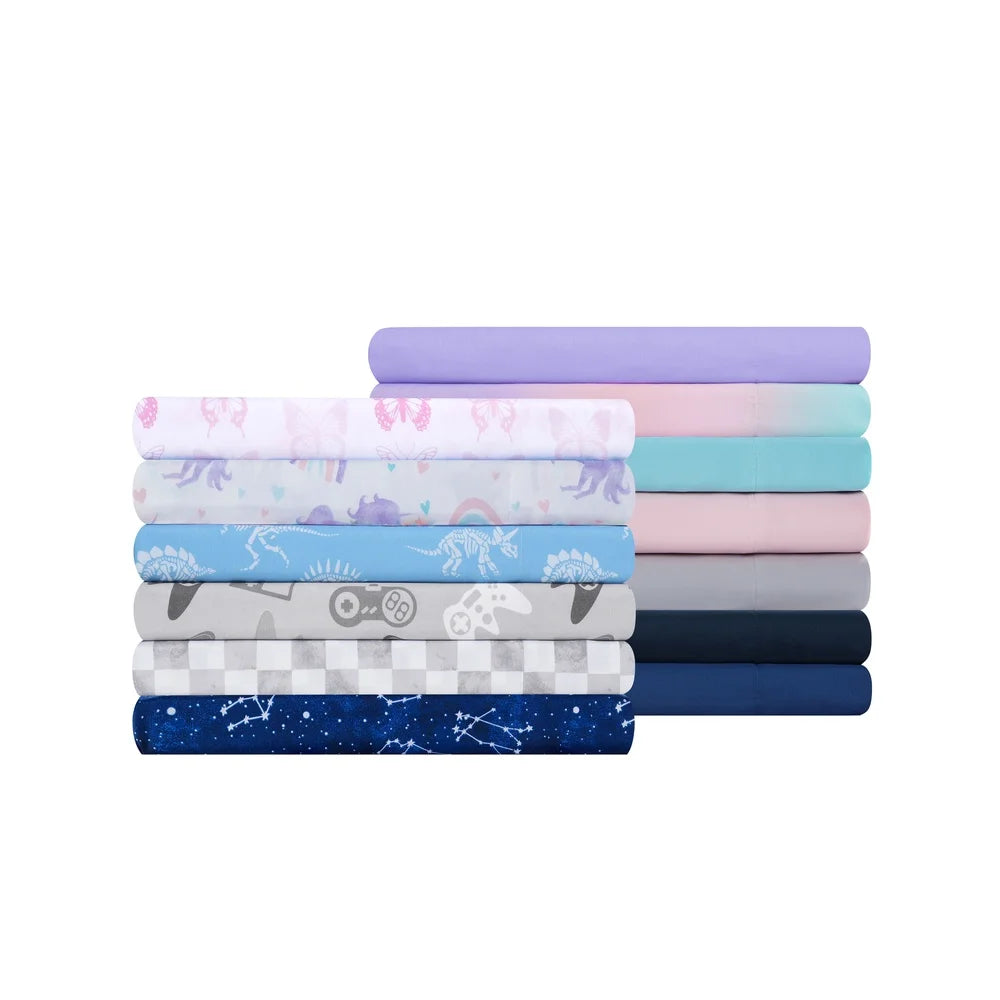 Kids Microfiber Sheet Set Gray Check Twin 3 Piece Bedding