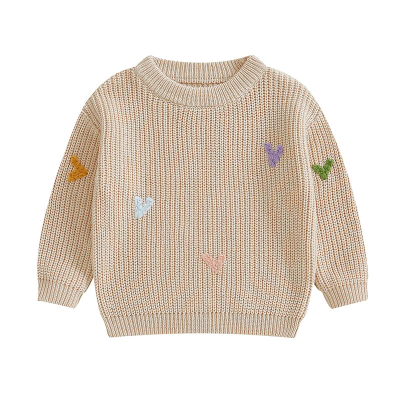 Valentines Day Heart Pattern Knitted Sweater For Kids