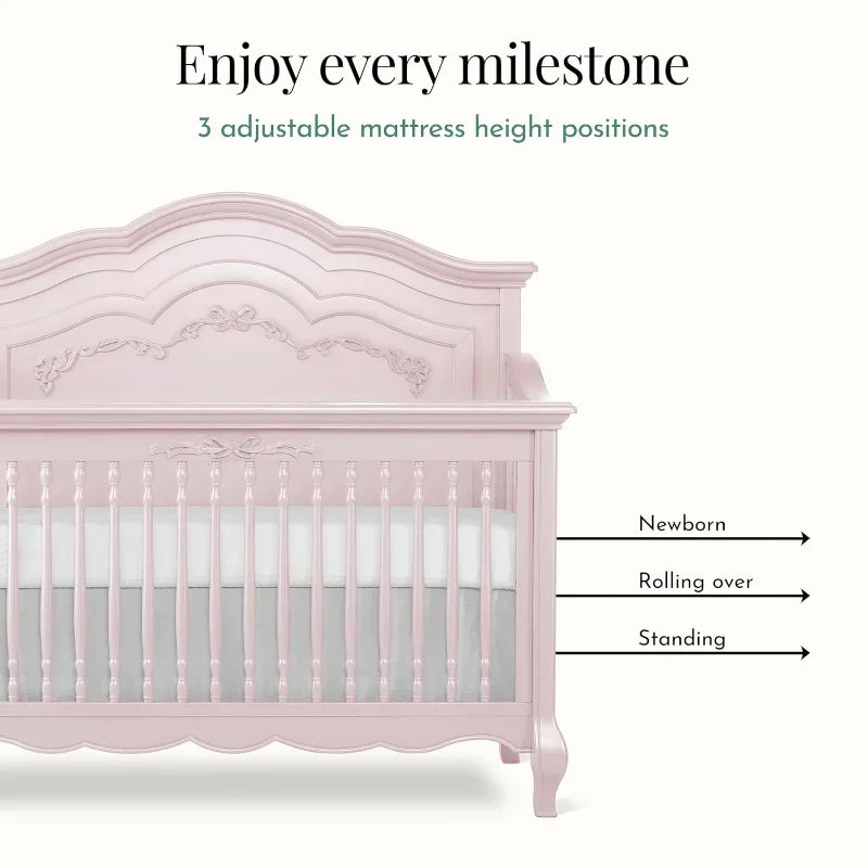 Camping 5 In 1 Convertible Crib Dusty Rose Greenguard Gold
