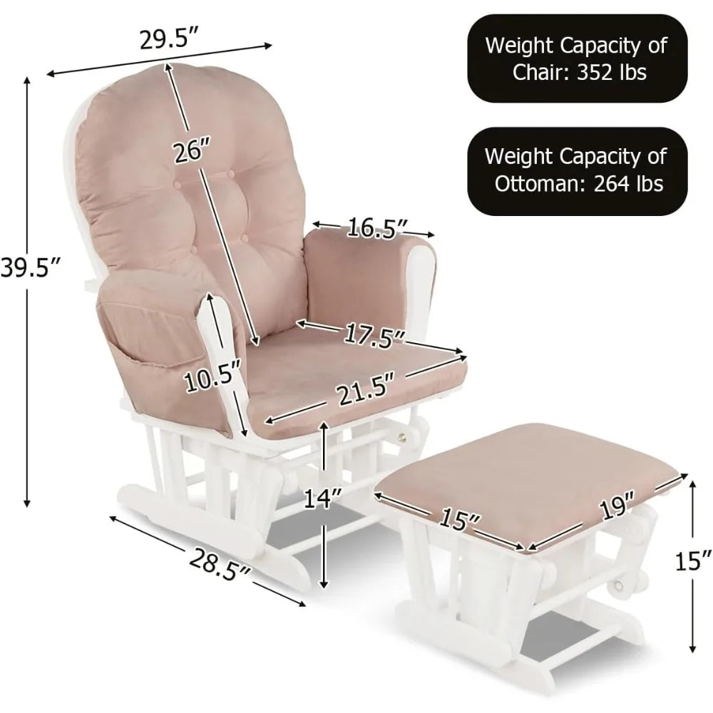 Baby Glider Rocker With Ottoman Nursery Glider Pink