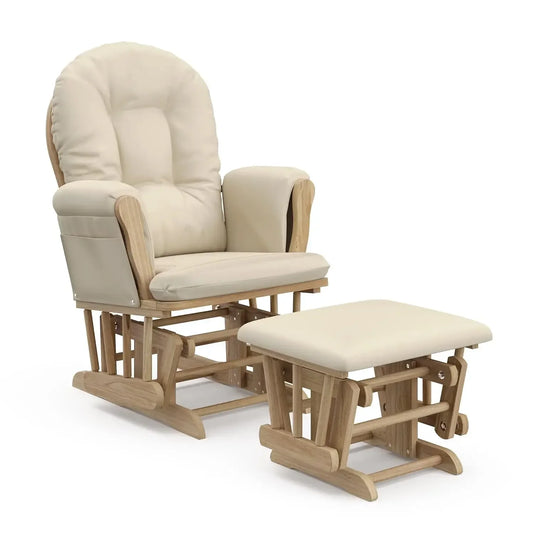 XMSJ Premium Hoop Glider and Ottoman Natural Beige Cushions