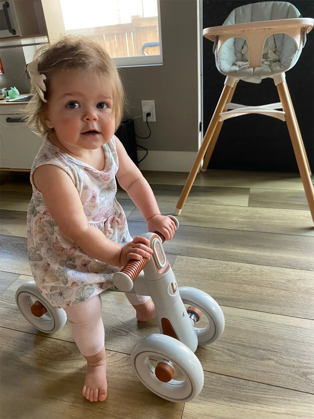 Ubravoo Baby Slide Balance Bike for 12-24 Months,3-Mode Headlight & 4 Transparent Silence Wheels, Riding on Toys Birthday Gifts