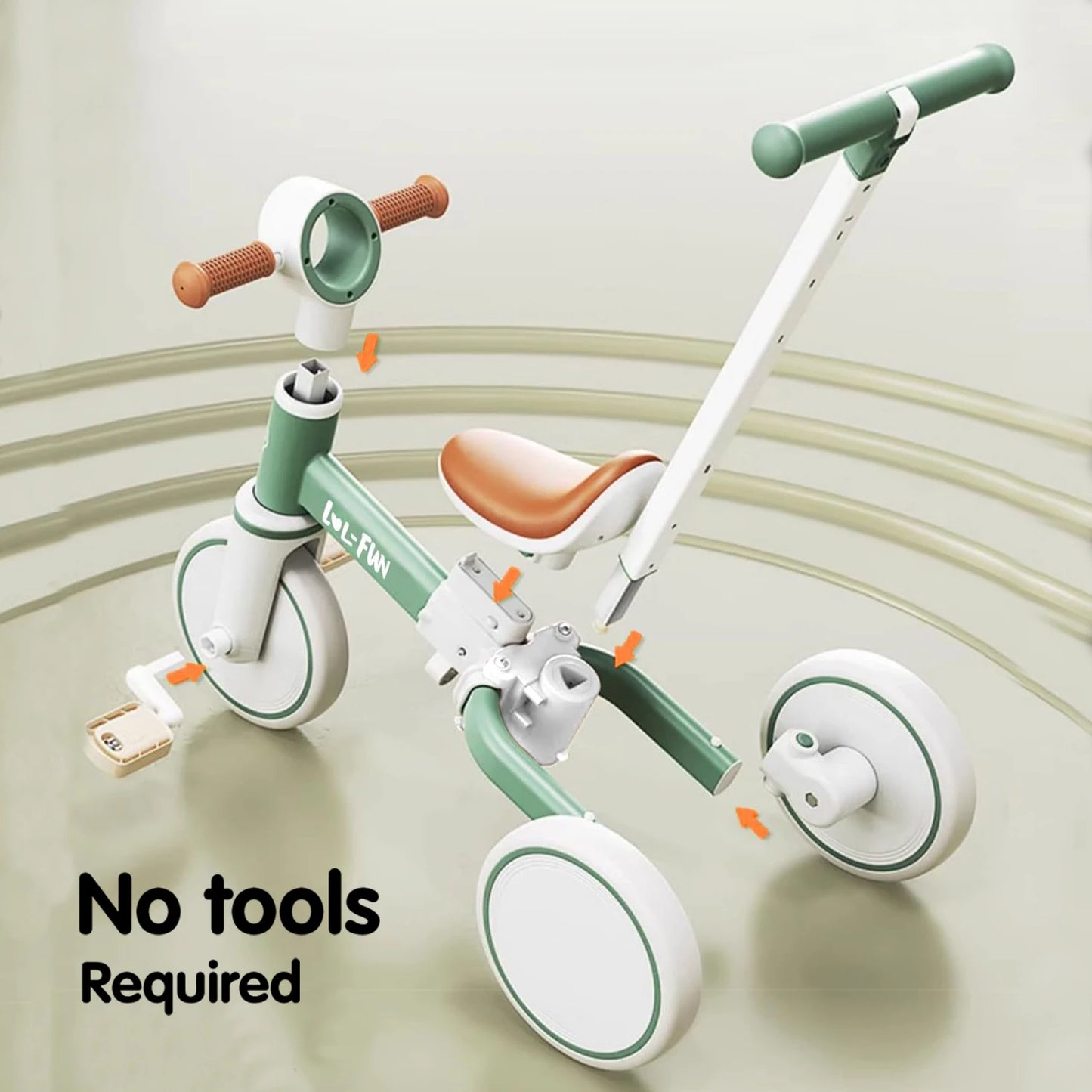 5 in 1 Toddler Tricycles for 1 to 3 Year Olds Baby Balance Bike with Parent Steering Push Handle